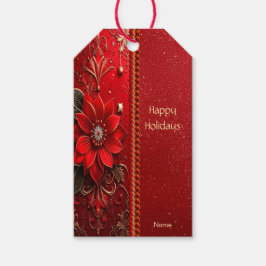 Roter Blumen-Feiertags-Geschenkanhänger Geschenkanhänger