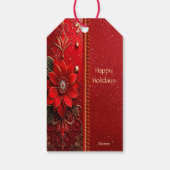 Roter Blumen-Feiertags-Geschenkanhänger Geschenkanhänger (Rückseite)