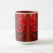 Roter Blumen-Feiertagsbecher Tasse (Zentrum)
