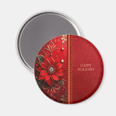 Roter Blumen-Feiertagsmagnet Magnet (Vorderseite/Rückseite)