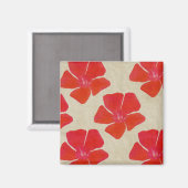 Roter Blumen-Muster-Magnet Magnet (Vorderseite/Rückseite)