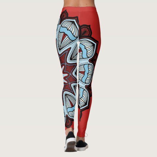 Roter Blumen-Power Leggings (Rückseite)