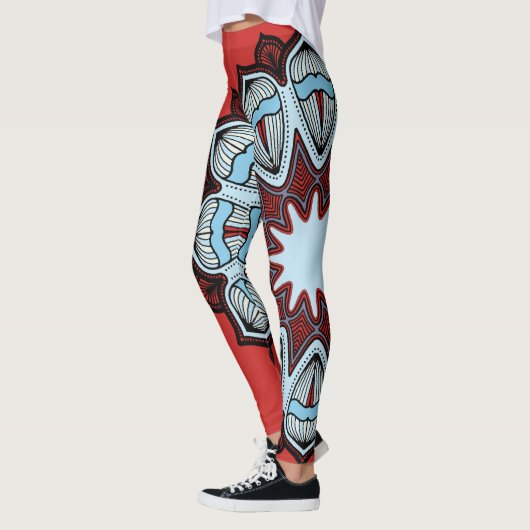 Roter Blumen-Power Leggings (Links)