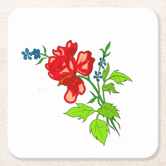 Roter Blumen-Untersetzer Rechteckiger Pappuntersetzer (Vorderseite)