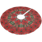 Roter Blumen-Weihnachtsbaum-Unterleger Polyester Weihnachtsbaumdecke (Schrägansicht)