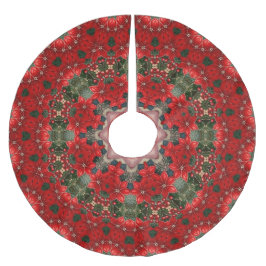 Roter Blumen-Weihnachtsbaum-Unterleger Polyester Weihnachtsbaumdecke