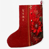 Roter Blumen-Weihnachtsstrumpf Großer Weihnachtsstrumpf (Rückseite)