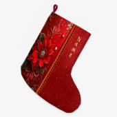 Roter Blumen-Weihnachtsstrumpf Großer Weihnachtsstrumpf (Vorderansicht (hängend))