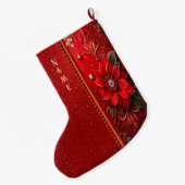 Roter Blumen-Weihnachtsstrumpf Großer Weihnachtsstrumpf (Rückseite (Hängend))