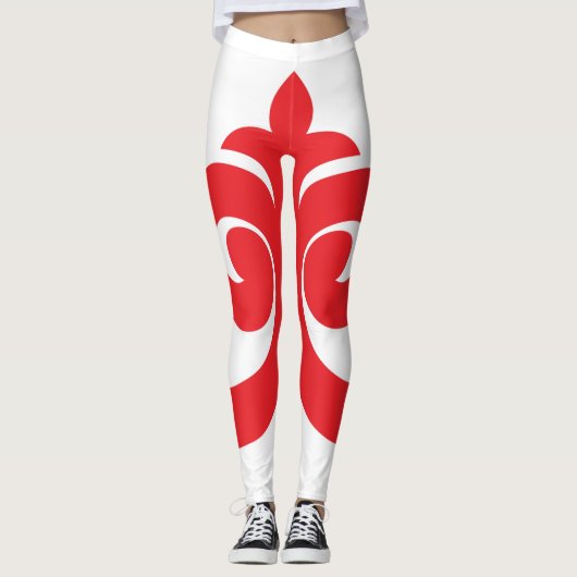 Roter Blumenentwurf Leggings (Vorderseite)