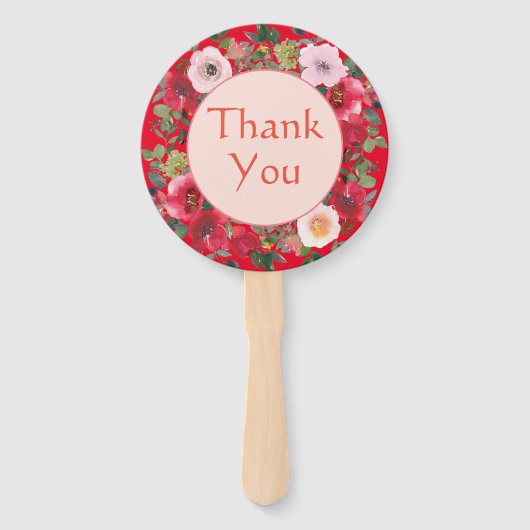 Roter Blumenkranz Chinesische Hochzeit danke Fächer (Rückseite)