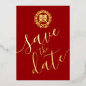 Roter Blumenkranz Chinesische Hochzeit speichern d Folieneinladung (Vorderseite)