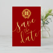 Roter Blumenkranz Chinesische Hochzeit speichern d Folieneinladung (Stehend vorne)