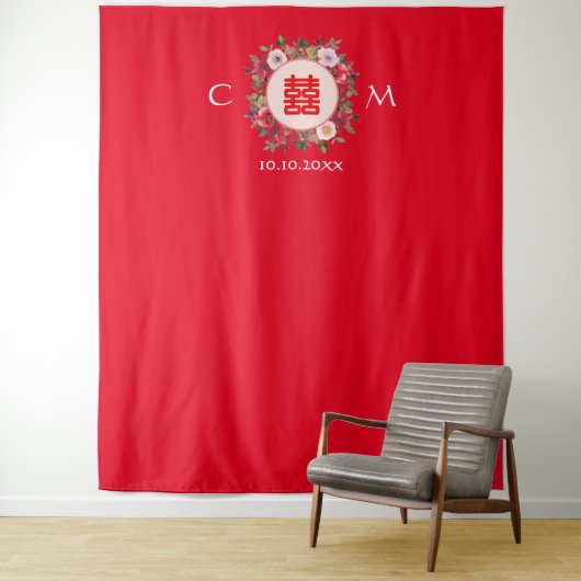 Roter Blumenkranz Hintergrund der chinesischen Hoc Wandteppich (Beispiel)