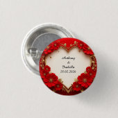 Roter Blumenrahmen in Herzform mit Glitzer Button (Vorne & Hinten)