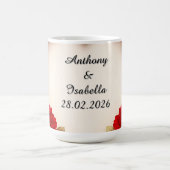 Roter Blumenrahmen in Herzform mit Glitzer Kaffeetasse (Mittel)