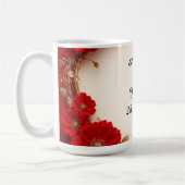 Roter Blumenrahmen in Herzform mit Glitzer Kaffeetasse (Links)