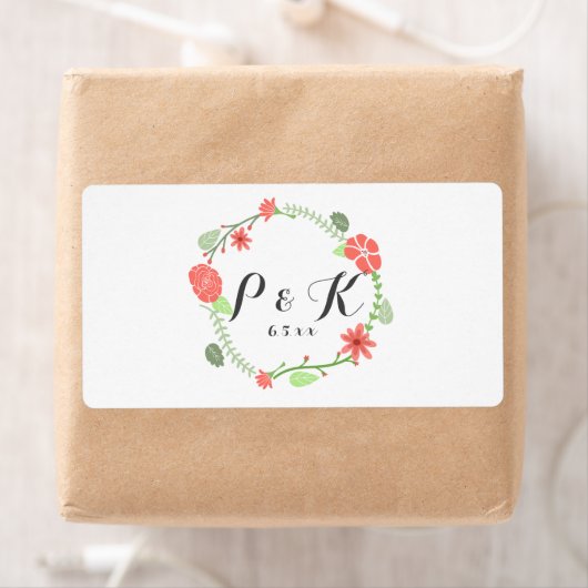 Roter Blumenreath Hochzeitswasserflaschen (Insitu)