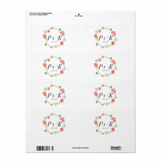 Roter Blumenreath Hochzeitswasserflaschen (Vorne)