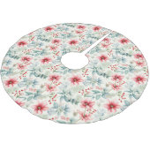 Roter Blumenrock Polyester Weihnachtsbaumdecke (Schrägansicht)