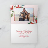 Roter Blumenrot Rosa Weihnachtsfotokarte Feiertagskarte (Innenseite)