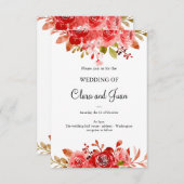 Roter Blumenstrauß, botanische Blume Einladung (Vorne/Hinten)