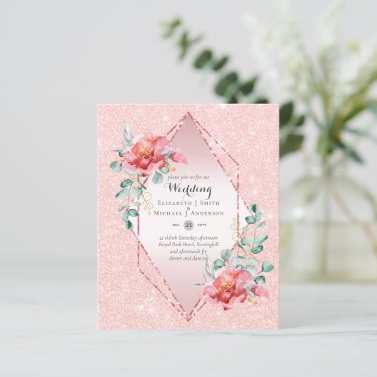 Roter BlumenstraußGold Glitzer Hochzeit mit gering (Stehend Vorderseite)