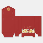 Roter Blumenvogel Chinesische Hochzeit Geschenkschachtel (Ungefaltet)