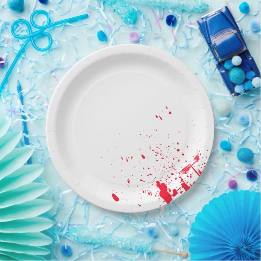 Roter Blut-Spritzer Pappteller (Party)