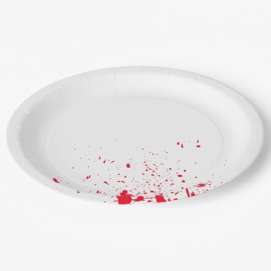 Roter Blut-Spritzer Pappteller (Schrägansicht)
