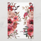 Roter Blütenblütenblume Rose Romantische Hochzeit Menükarte (Rückseite)