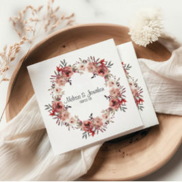 Roter Blütenblütenblume Rose Romantische Hochzeit Serviette