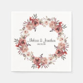 Roter Blütenblütenblume Rose Romantische Hochzeit Serviette (Vorderseite)