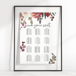 Roter Blütenblütenschein Rose Hochzeitssitze Poster