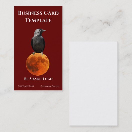 Roter Blütenmond und LogoRaven Visitenkarte (Vorne/Hinten)