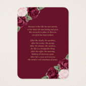 Roter Blütenrosa Beerdigungskarte (Rückseite)