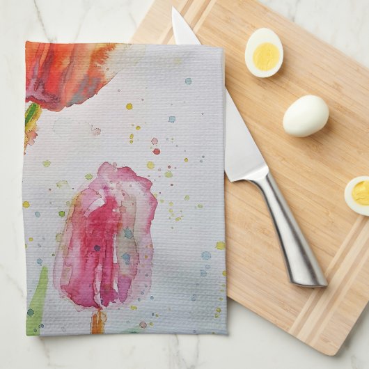 Roter Blütenrosa Tulip Bee Happy Tee macht sich ke Geschirrtuch (Viertel Falte)