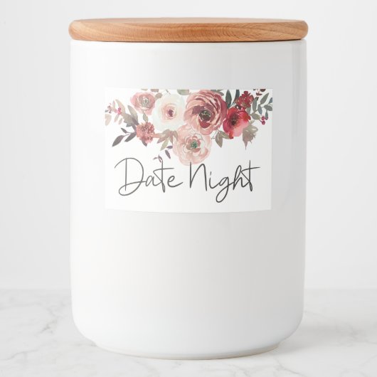 Roter Blütenschwarm Rose Datum Nacht Jar Lebensmitteletikett (Vorderseite)