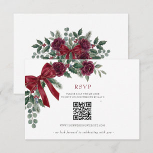 Roter Bogen Botanische Blumen Winter Weihnachten Q RSVP Karte