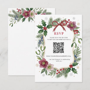 Roter Bogen Botanische Florale Winter Weihnachten  RSVP Karte