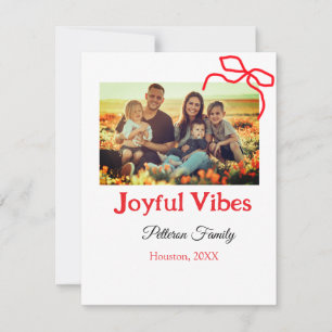 Roter Bogen fröhlich Vibes fügen Familienname Foto Feiertagskarte