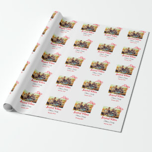 Roter Bogen fröhlich Vibes fügen Familienname Foto Geschenkpapier