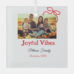 Roter Bogen fröhlich Vibes fügen Familienname Foto Ornament Aus Glas