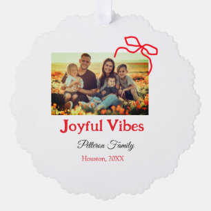 Roter Bogen fröhlich Vibes fügen Familienname Foto Ornament Karte