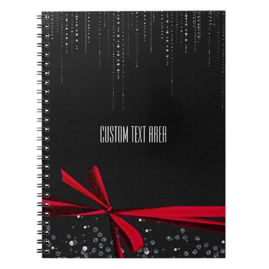 Roter Bogen Glitzerschleife & Glanz Journal Notizb Notizblock (Vorderseite)