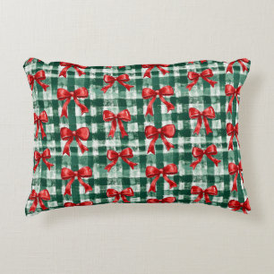 Roter Bogen grün kariert Weihnachten Dekokissen