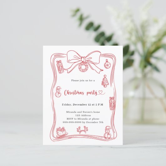 Roter Bogen handgezeichnet Weihnachtsfeier Party E (Stehend Vorderseite)