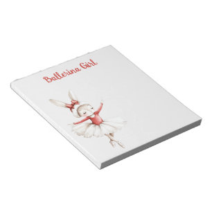 Roter Bogen Hase Ballerina Mädchen Notizblock