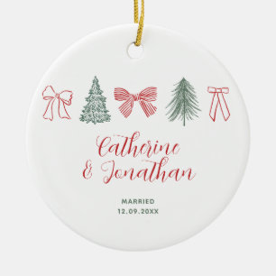 Roter Bogen & Immergrüne Bäume Paar-Andenken Keramik Ornament