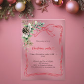 Roter Bogen Kiefer Grün Weihnachten Party mattiert Acryleinladungen